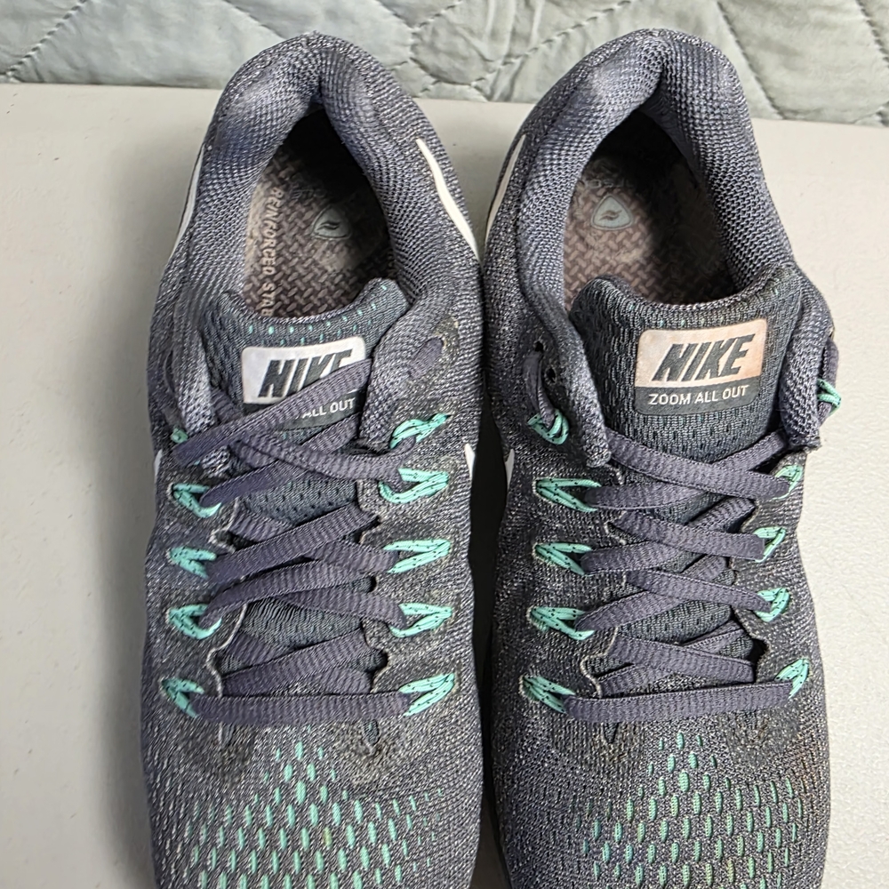 Nike Zoom All Out Low FlyKnit  Women’s Gray Teal Running Shoes Sneakers Sz 7 - Picture 6 of 8